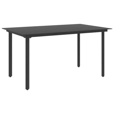 vidaXL Patio Dining Table, Black 59.1"x31.5"x29.1" Steel and Glass