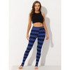 INSPIRE CHIC Women's Printed Stripe High Waist Elastic Waistband Yoga Stirrup Pants - 2 of 4
