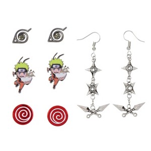 Naruto Shippuden Anime Manga Costume Jewelry Stud And Dangle Earrings Set 4 Pack - 1 of 4