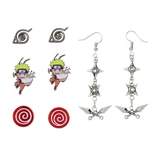 Naruto Shippuden Anime Manga Costume Jewelry Stud And Dangle Earrings Set 4 Pack Multicoloured