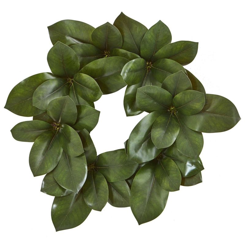 Nearly Natural 22” Magnolia Leaf Artificial Wreath, 1 of 2