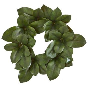 Nearly Natural 22” Magnolia Leaf Artificial Wreath