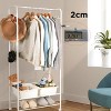 Artloge 2 Tier Large White Garment Coat Rack Mobile Thickened Iron Wardrobe Shelves with Wheels & 8 Hook for for Bedroom Living Room Condos Storage - 4 of 4