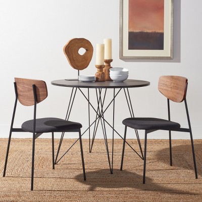 Walnut and Black Upholstered Metal Side Chair Set
