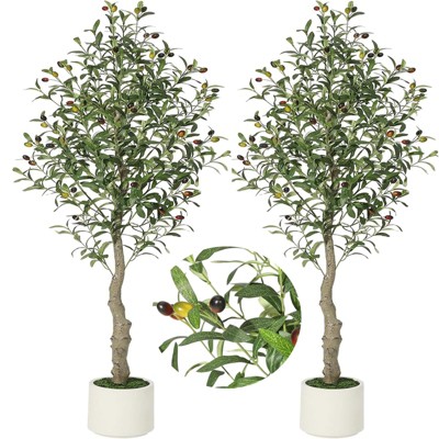 5FT Faux Olive Tree Tall,Olive Trees Artificia Indoor with White Planter