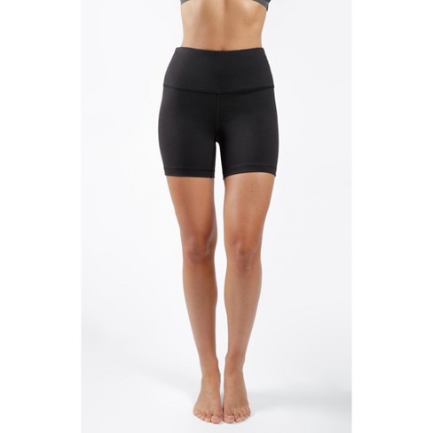 Yogalicious Womens Lux Polygiene Tribeca High Waist 7 Short with Side  Pockets - Black - X Small