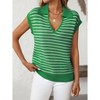 Women's V-Neck Sleeveless Knit Top Striped Collared Sweater for Casual Style - 3 of 4
