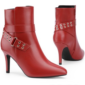 BLISSFUL STEP Pointed Toe with Buckle Dressy Stiletto Heel Ankle Booties for Women - 1 of 4