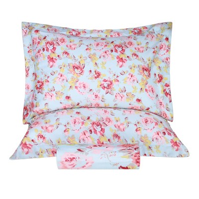 Soft 300 Thread Count Cotton Duvet Cover Bed Set with Pillow Shams, Vintage Floral or Solid Bedding Bohemian Wildflower by Blue Nile Mills