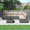 Patio Funiture Set 7 Pieces Outdoor Rattan with Detachable Soft Cushions Patio Conversation Sets Waterproof Patio Sectional Sofa with Glass Top Table - 2 of 4