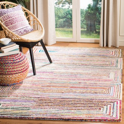 Ivory Multicolor Hand-Tufted Wool Rectangular Area Rug