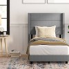 Taylor & Logan Twin 47" High Hilton Platform Bed Gray: Upholstered Wingback Headboard, Foam Padding, Wooden Slat Support - 3 of 4