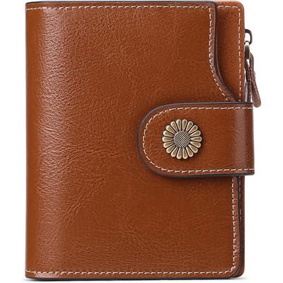 BEAFUP Wallet for Women - RFID Blocking Bifold Leather Wallet with 16 Card Slots & Zipper Pocket,Easy-to-Use