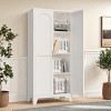 GlasFlength Decorative Storage Cabinets 61'' 2 Shapely Doors Cabinet, Metal Storage Cabinet with Doors and Shelves, White, 5.51"*16.93"*61.81" - 2 of 4