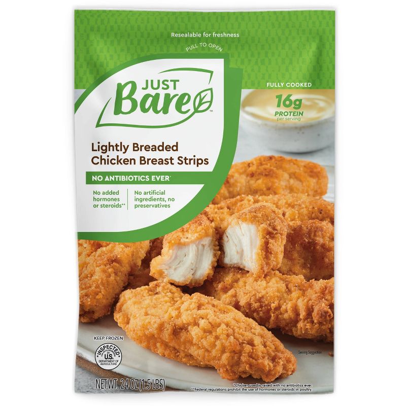 Just Bare Lightly Breaded Chicken Breast Strips - Frozen - 24oz, 1 of 2
