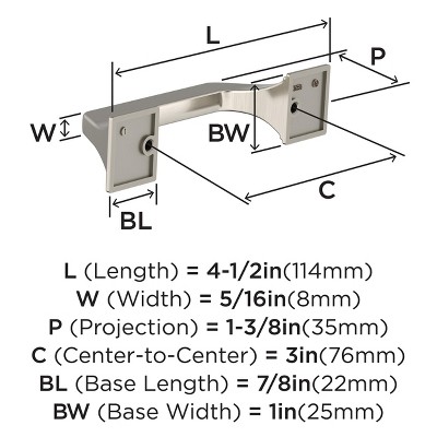 Brushed Nickel Modern Cabinet Drawer Pull with Mounting Hardware