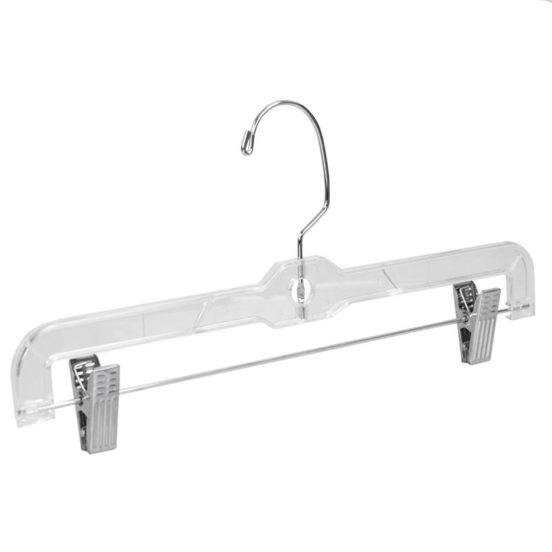 Home Basics Crystal Plastic Straight Skirt Hanger with Metal Clips, Clear, 5 of 7