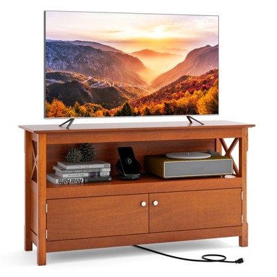 Tangkula TV Free Standing Wooden Cabinet Console Media Organizer Home Furniture