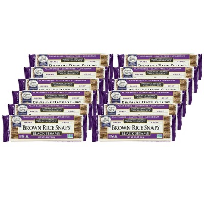 Edward & Sons Black Sesame Brown Rice Snaps - Case of 12/3.5 oz
