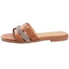 bebe Women's Slide Sandals - Slip-On Comfort with Rhinestone, Pearl, and Logo Embellished Straps - Casual Flat Sandals - 3 of 4