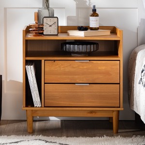 NicBex 2 Drawer Nightstand,Wood Bedside Table with Vertical Open Cubby and Open Shelves for Bedroom,Living Room - 1 of 4