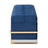 Parker Velvet Upholstered and Metal Storage Ottoman Blue/Gold - Baxton Studio: Rectangular Bench with Bow Pattern - 4 of 4