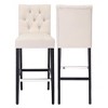 WestinTrends 29" Linen Fabric Tufted Bar Stool (Set of 2) - 3 of 4