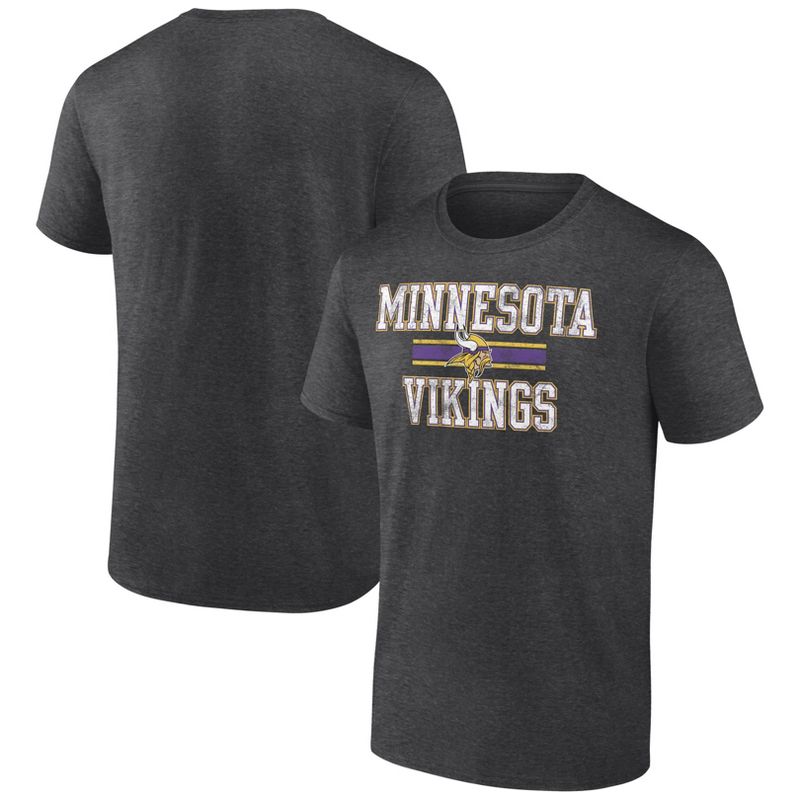 NFL Minnesota Vikings Men&#39;s Team Striping Gray Short Sleeve Bi-Blend T-Shirt, 1 of 4
