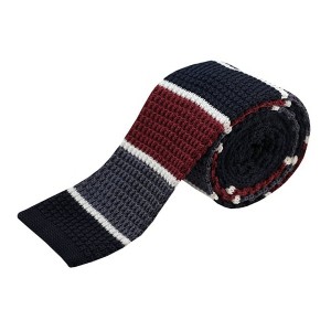 TheDapperTie Men's Black, Red And Gray Stripe Knit 2.5 Inch Wide And 58 Inch Long Necktie - 1 of 3