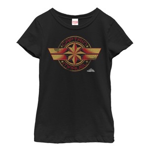Girl's Marvel Captain Marvel Retro Star Emblem T-Shirt - 1 of 3