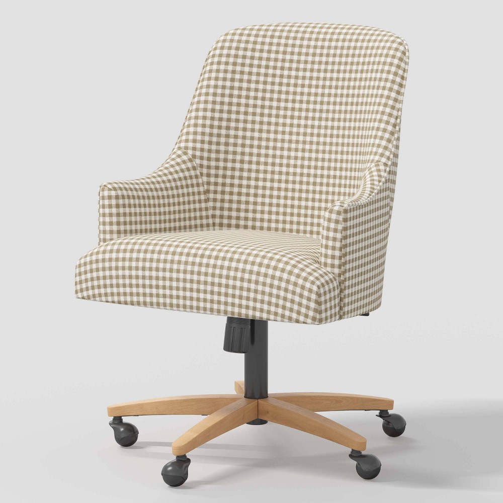 Photos - Computer Chair Santa Monica Office Chair Kale Gingham Taupe Cream - Threshold™ designed w