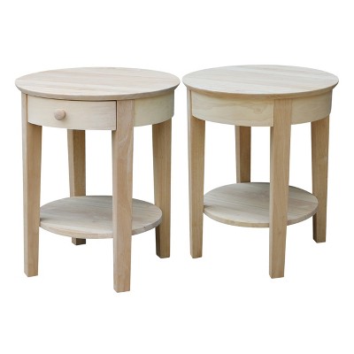 Elegant Solid Parawood Round End Table with Storage