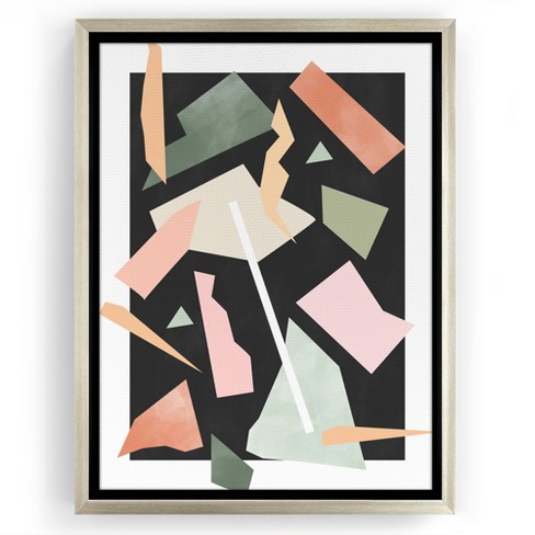 Americanflat - 12x16 Floating Canvas Champagne Gold - Mid Century Modern Geometric Pink and Green 3 by The Print Republic