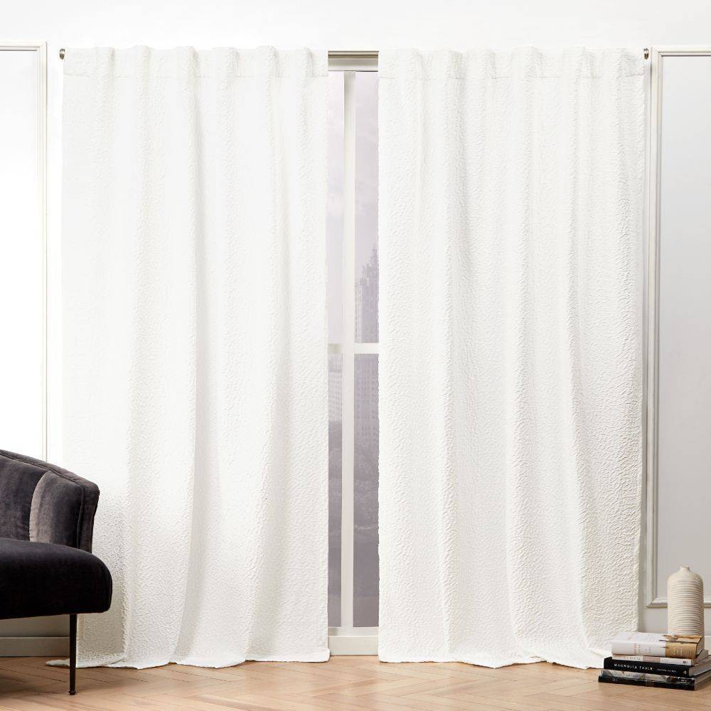 Photos - Curtain Rod / Track Nicole Miller Set of 2   Textured Matelasse Hidden Tab Top Curtain Panels Off White - Light Filtering, Geometric (108"x50")