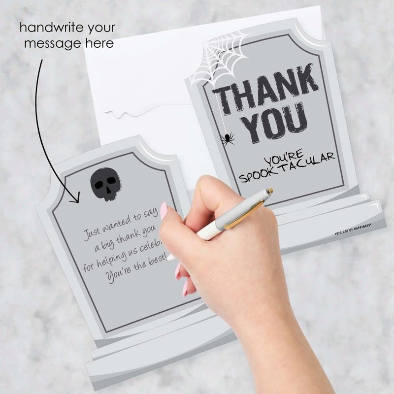 Big Dot of Happiness Graveyard Tombstones - Shaped Thank You Cards - Halloween Party Thank You Note Cards with Envelopes - Set of 12, 2 of 8