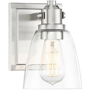 Possini Euro Design Osborne Modern Wall Light Sconce Brushed Nickel Hardwire 5" Fixture Clear Glass Shade for Bedroom Bathroom Vanity Living Room Home - 1 of 4