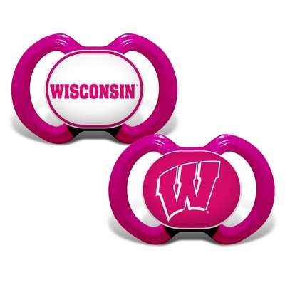 BabyFanatic Girls Pink Pacifier 2-Pack - NCAA Wisconsin Badgers