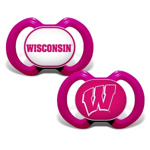 BabyFanatic Girls Pink Pacifier 2-Pack - NCAA Wisconsin Badgers - 1 of 3