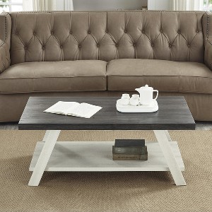 Athens Contemporary Two-Tone Wood Shelf Coffee Table in Weathered Charcoal and Beige - 1 of 1