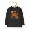 Pumpkin Floral Grunge - Youth Long Sleeve Graphic T-Shirt and Toddler Long Sleeve Graphic Tee - 2 of 3