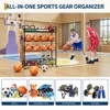 Sports Equipment Organizer, Ball Storage Rack - 4-Tier Rolling Gear Holder with Wheels, 2 Ball Baskets & Baseball Bat Holder for Garage - 2 of 4