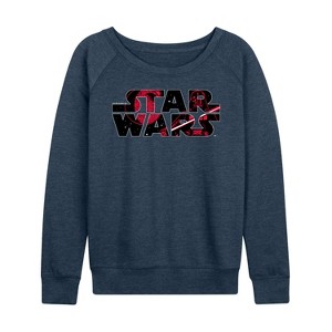 Women's - Star Wars - Logo Darth Vader Lightweight French Terry Wide Neck Long Sleeve Shirt - 1 of 4