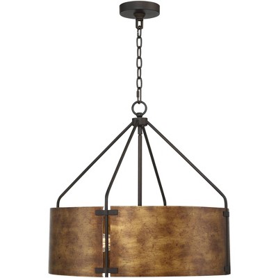 Rustic Bronze Drum Pendant Chandelier with Metal Shade
