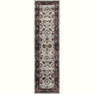 Oriental Weavers Andorra 6842D Stone/ Red Indoor Area Rug - 2'6" x 12'