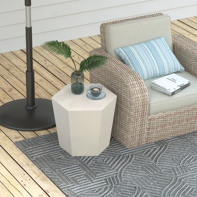 UPHA 24-Inch Hexagon Outdoor Coffee Table – Magnesium Oxide Coffee Table for Patio, Backyard & Garden