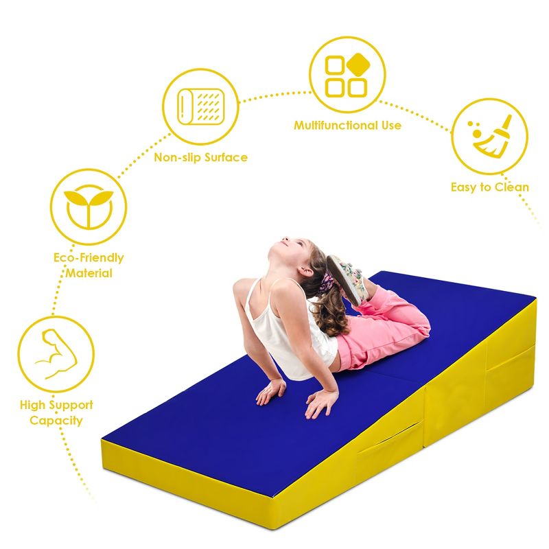 Costway Folding Incline Cheese Gymnastics Mat Slope Fitness Wedge Mat, 3 of 11