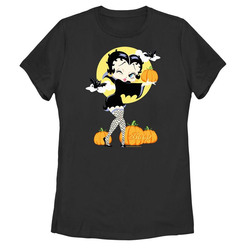 Women's Betty Boop Halloween Pumpkins T-Shirt, 1 of 5