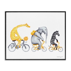 Stupell Industries Savanna Animals Riding Bikes Bicycles Yellow Accent Framed Giclee Art - 1 of 4