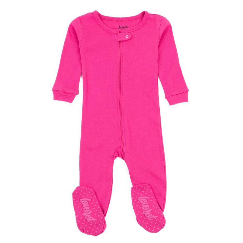Leveret Toddler Footed Cotton Solid Classic Color Pajamas, 4 of 16