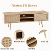 Angel Sar Rattan TV Stand for TVs up to 60 inches, Boho Media Entertainment Center with 2 Movable Doors - 4 of 4